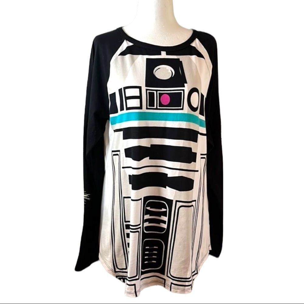 Star Wars Lucasfilm LTD nightshirt R2 D2 long sleeve scoopneck tapered hem SZ XL